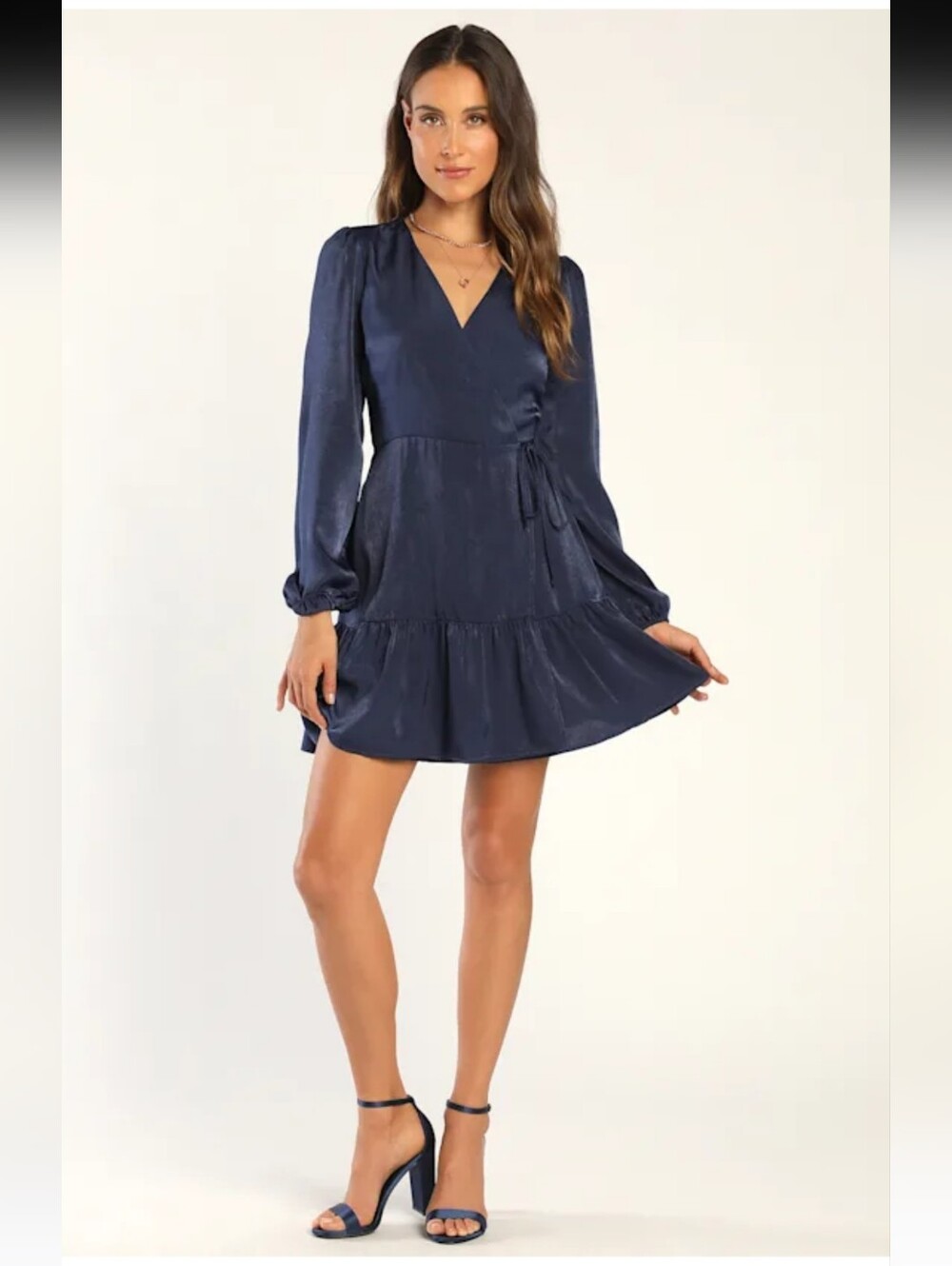 Classic Navy Wrap Mini Dress - Women